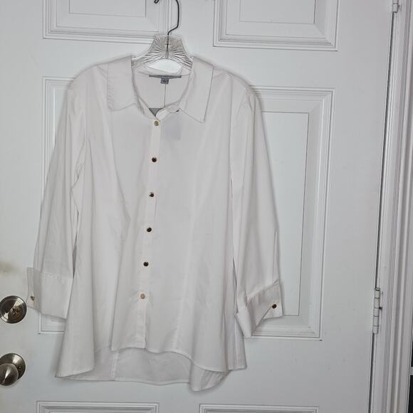Marc New York Andrew Marc White Button Down Blouse NWT - Picture 2 of 11